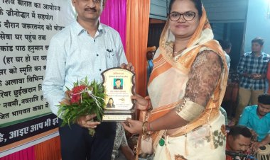 धर्मयात्रा का 85 वां पड़ाव में माटी पुत्र रजनीश श्रीवास्तव का सम्मान