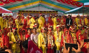 115 दूल्हों की एक साथ बारात   पैदल मार्च में निकले बाराती